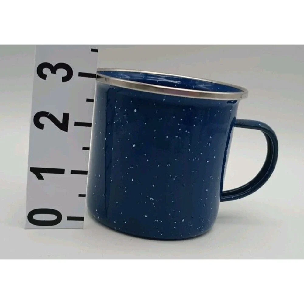 Large Blue Enamel Mug For Picnic Camping Durable For Hot or Cold Drink